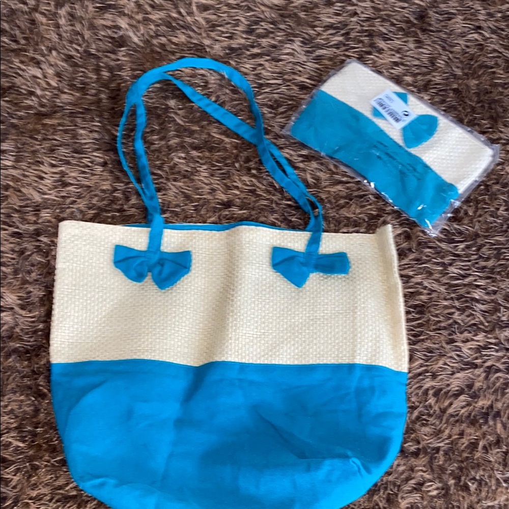 Vintage Blue and Cream Tote Bag